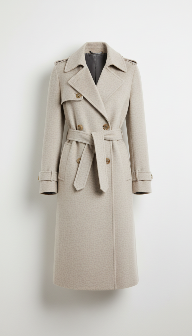 Cashmere Trench Coat with Belted Waist