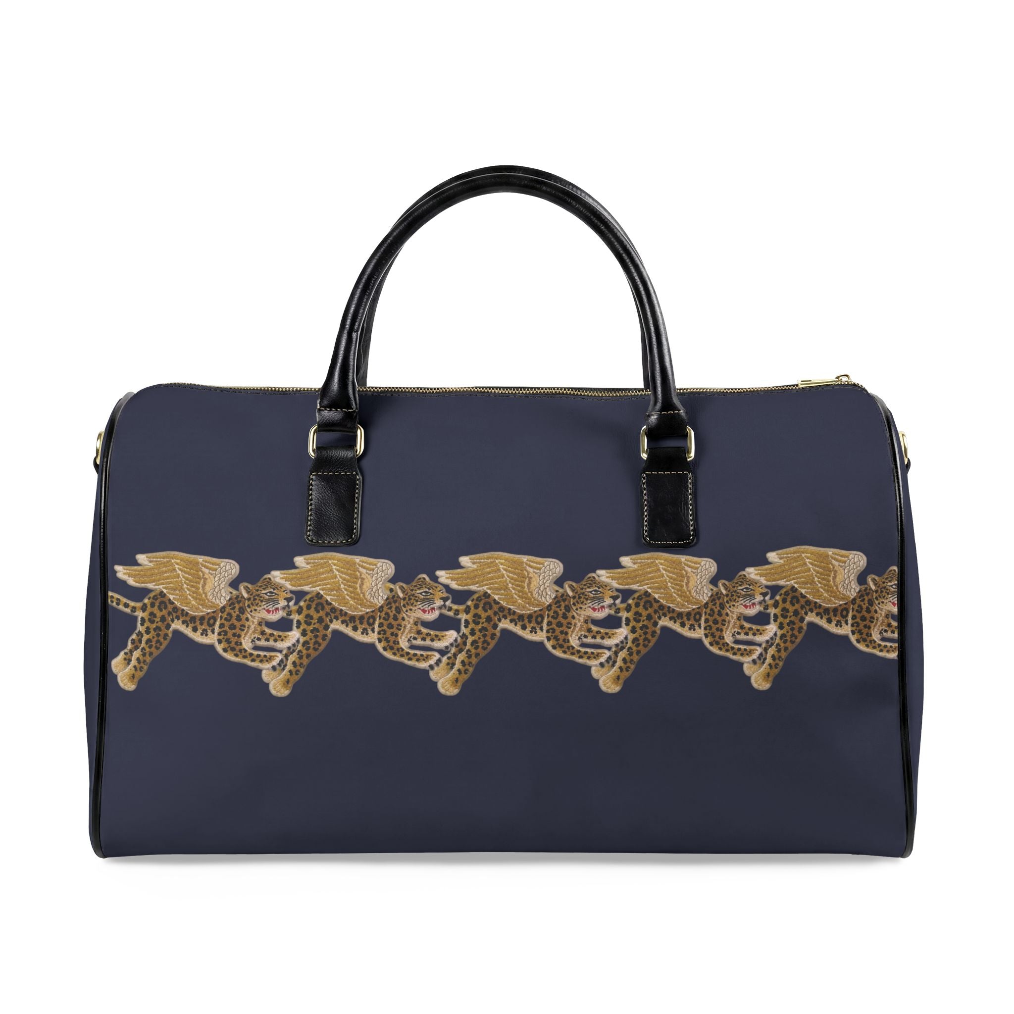 Leopard Runner Faux Leather Travel Bag — Stylish Duffle for Weekend Getaways