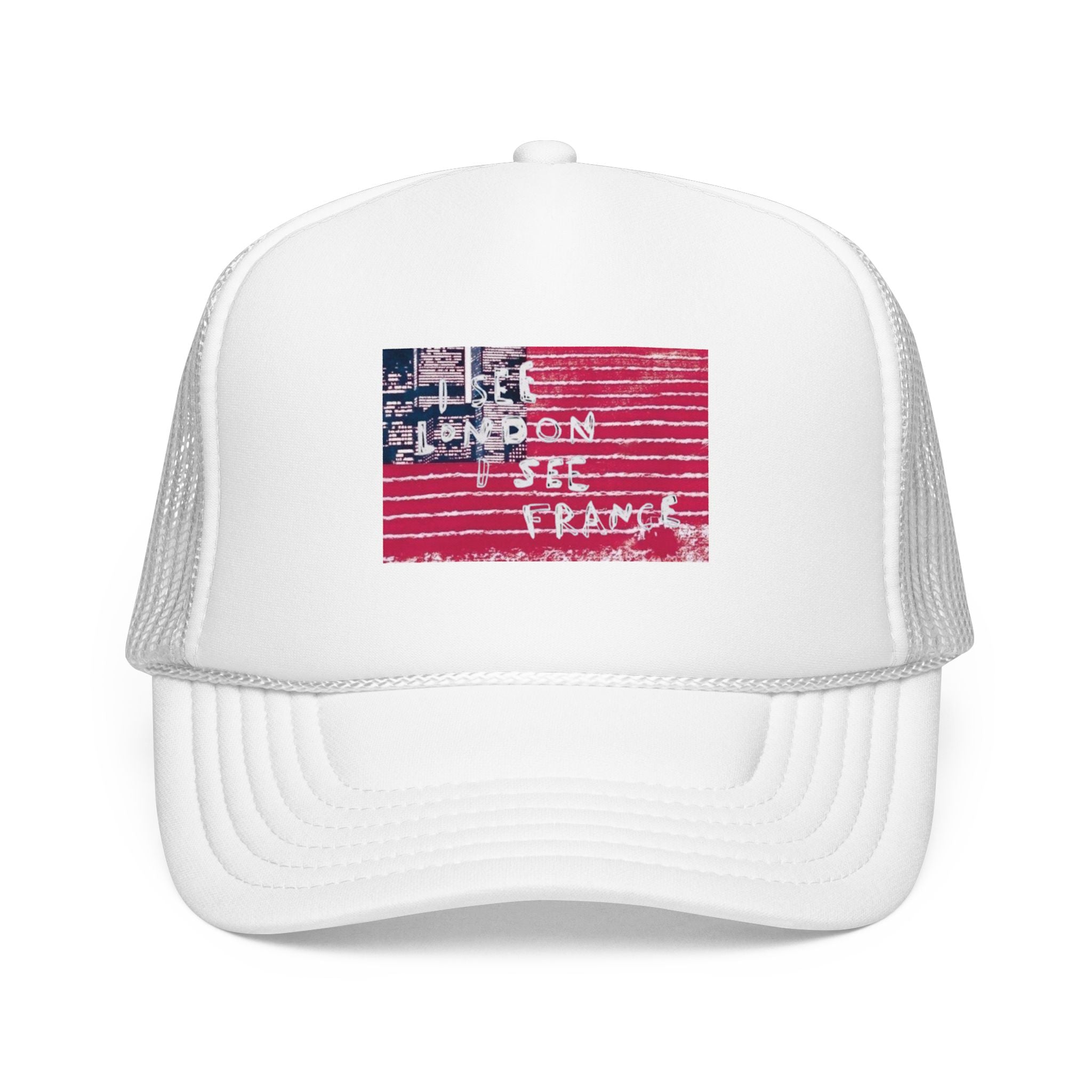 Patriotic Distressed Flag Trucker Hat — 'Let Freedom See Flags' Graphic