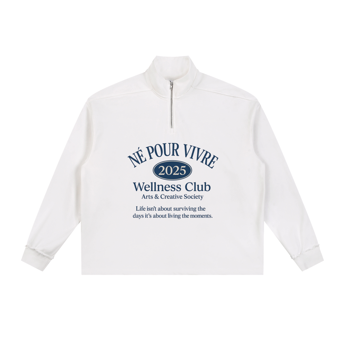 Half-Zip Rolled Edge Fleece Sweatshirt