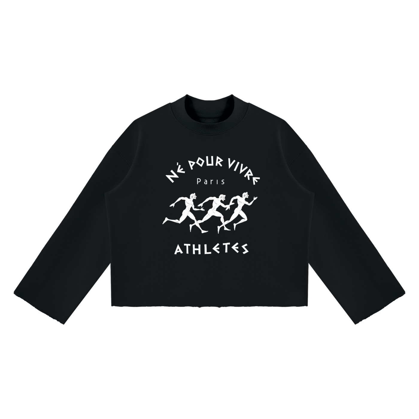 Unisex Mock Neck Raw Edge Boxy Sweatshirt