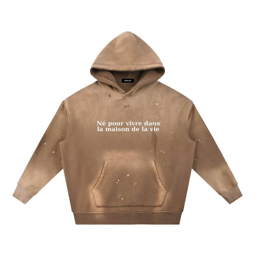 Vintage Washed Frayed Fleece Hoodie
