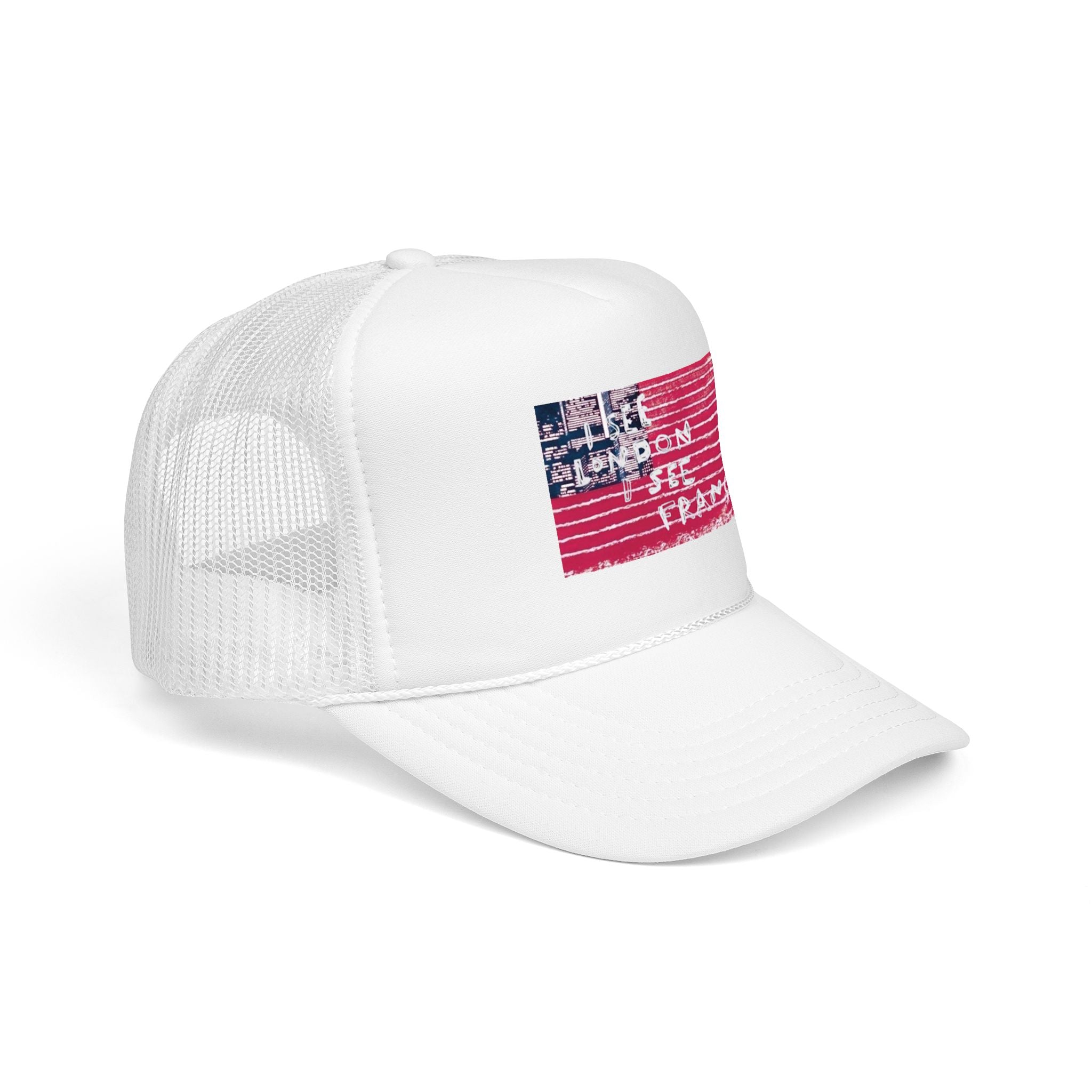 Patriotic Distressed Flag Trucker Hat — 'Let Freedom See Flags' Graphic