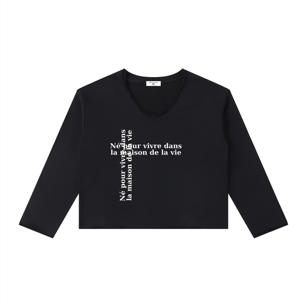 Women's Raw Hem Long Sleeve T-Shirt