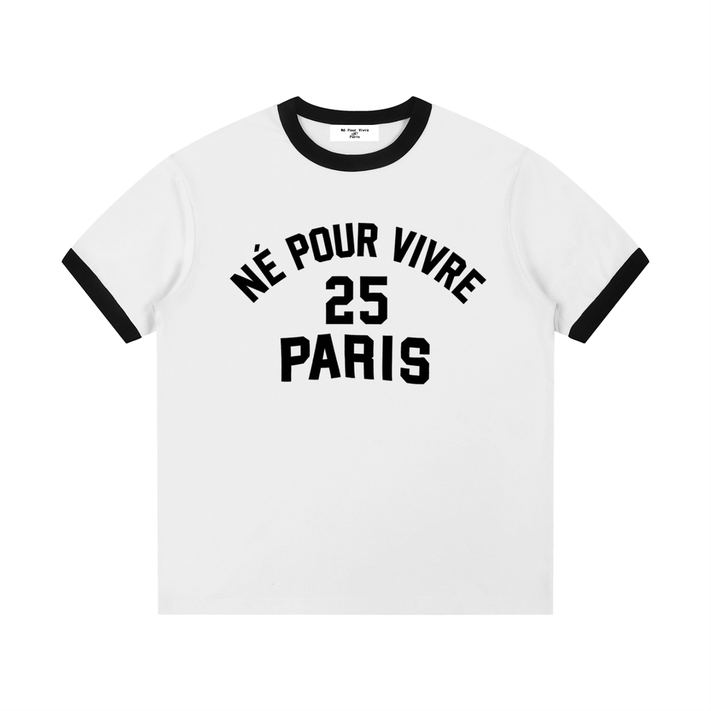 Contrast Edge Ribbed Crewneck T-Shirt