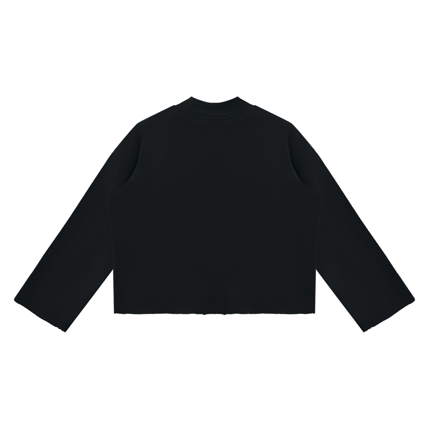 Unisex Mock Neck Raw Edge Boxy Sweatshirt