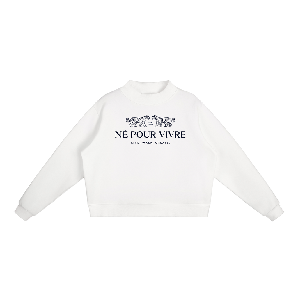 Essential Fleece Mock-Neck Crew Sweatshirt