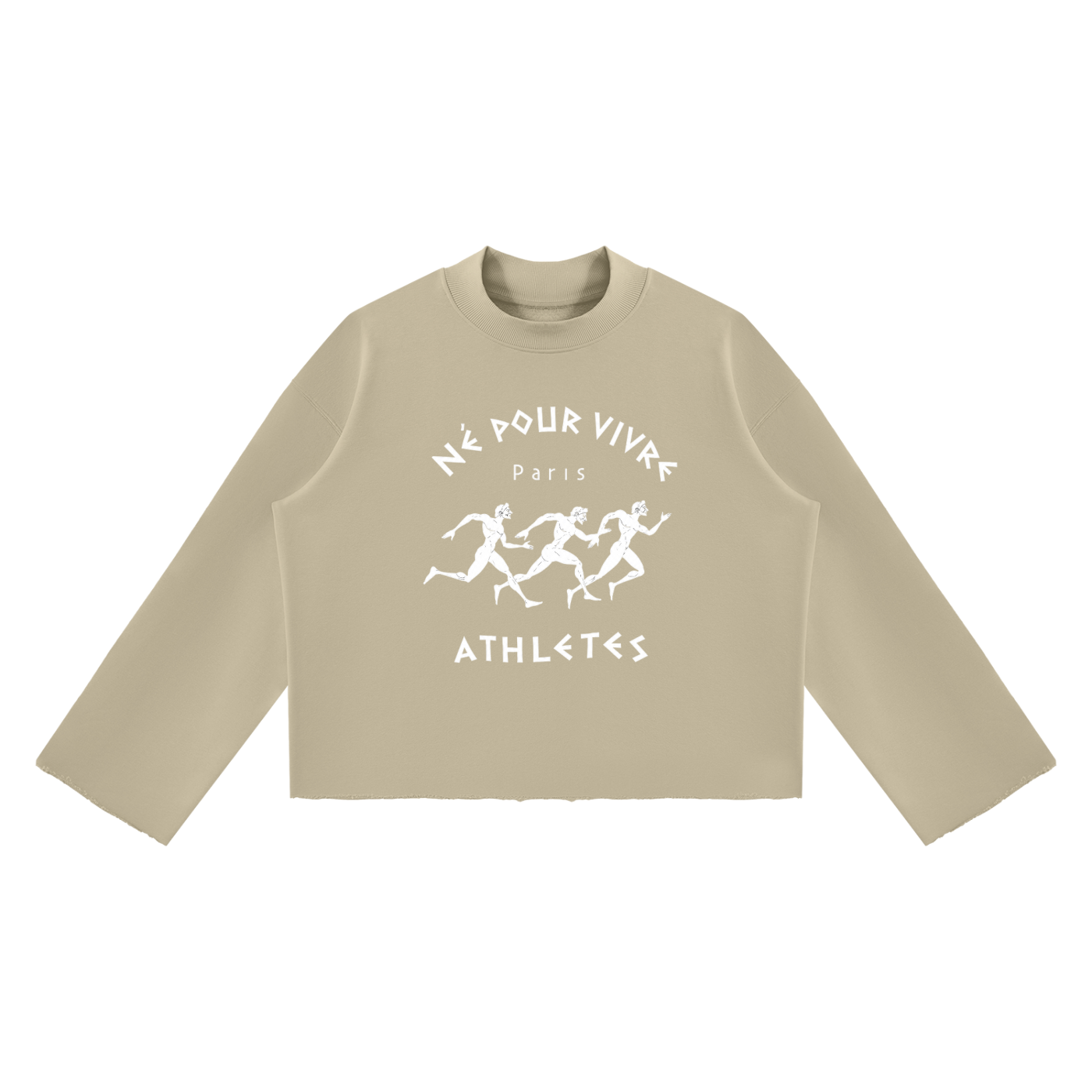 Unisex Mock Neck Raw Edge Boxy Sweatshirt