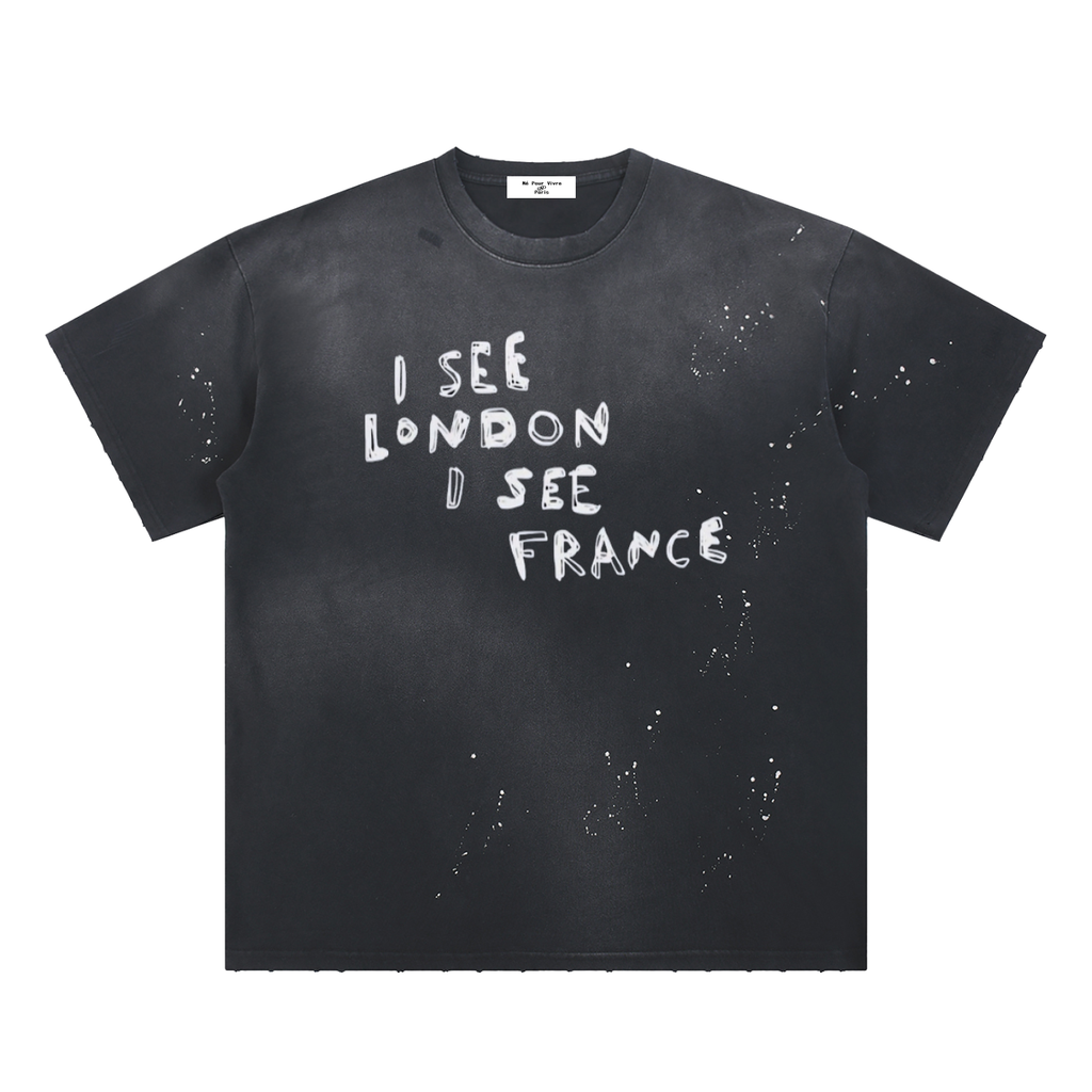 Hand-Frayed Sunfade Paint Splatter T-Shirt