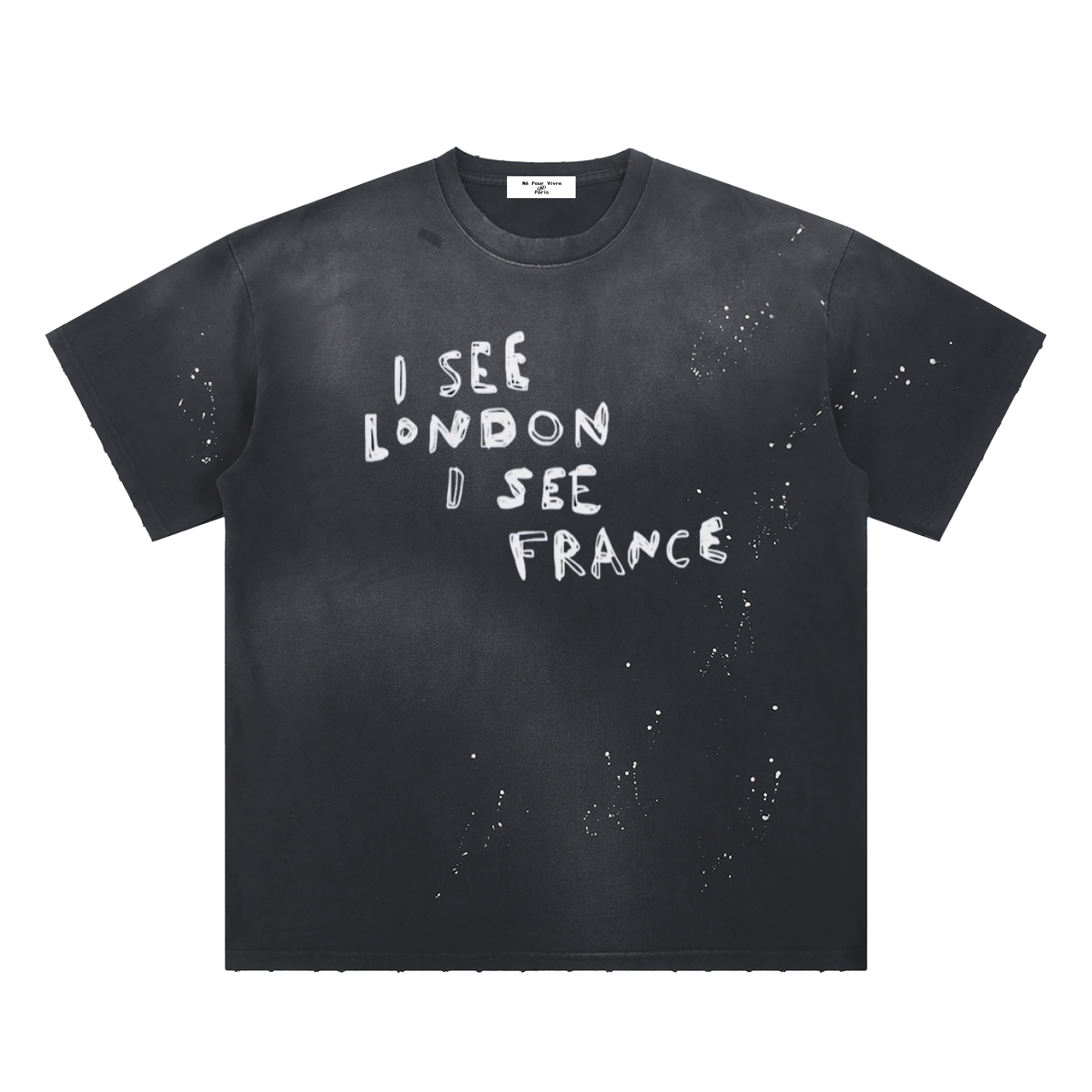 Hand-Frayed Sunfade Paint Splatter T-Shirt